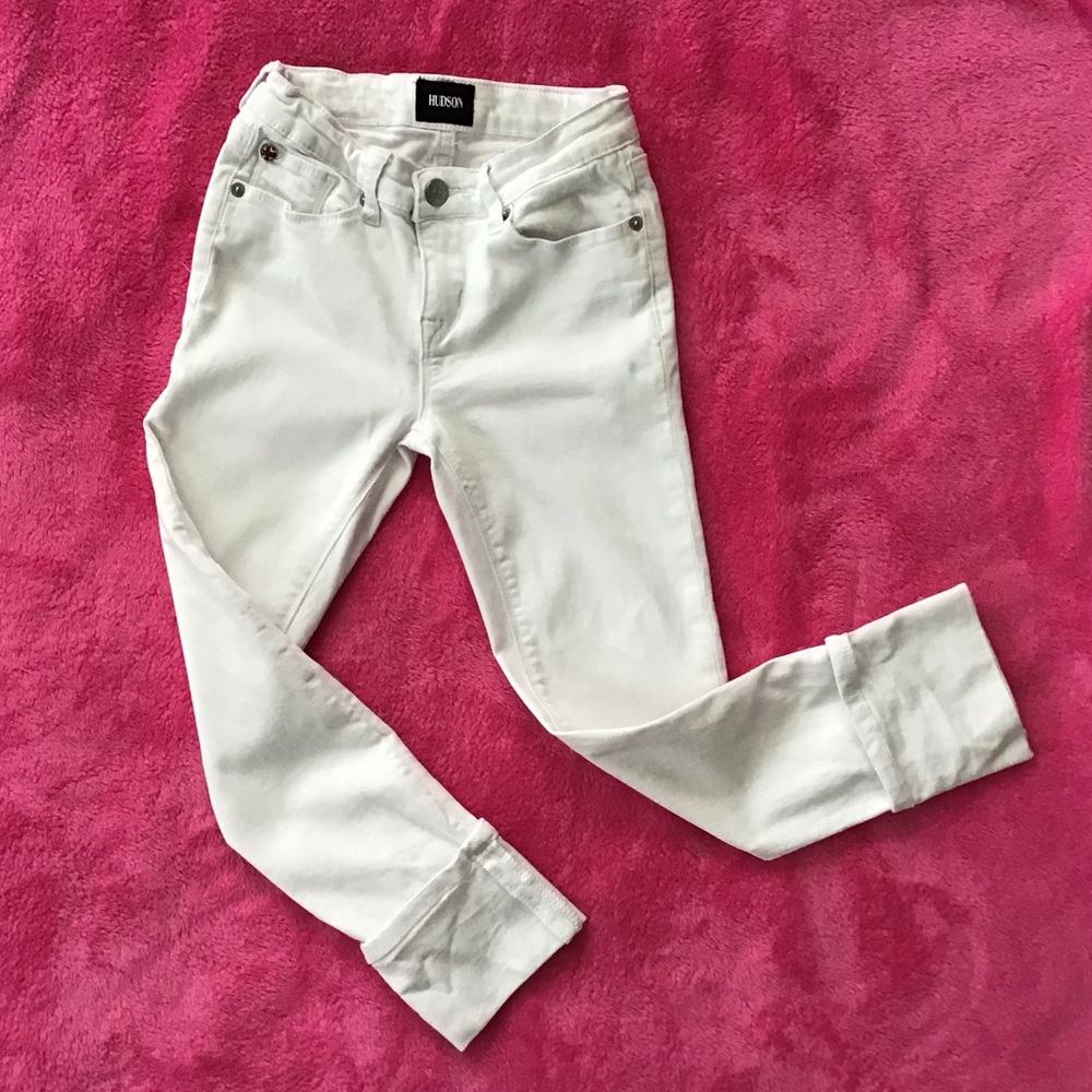 Hudson white denim cuffed capris